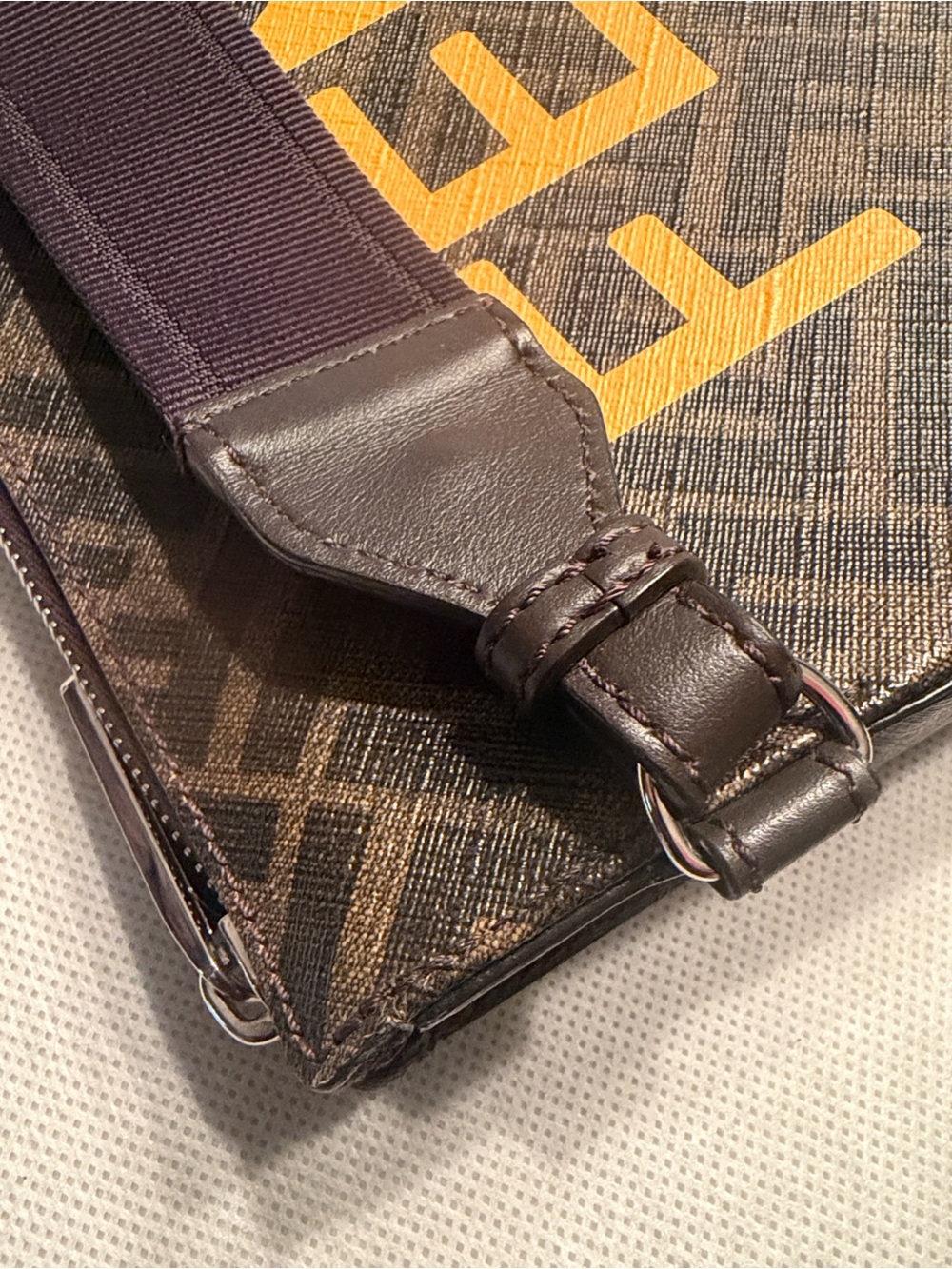 Authentic Fendi Leather Unisex Brown & Yellow Clutch - Picture 12 of 16